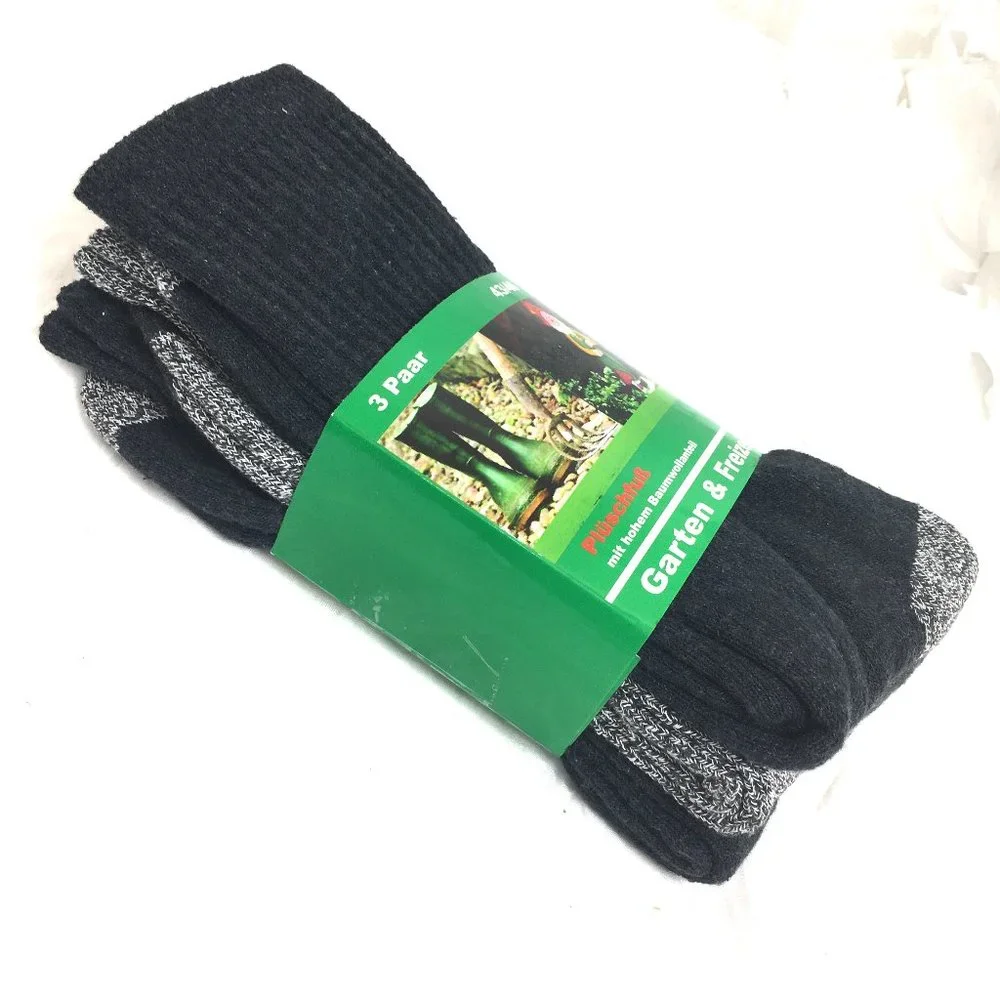 Pkg of 3 Plush cotton Poly elastane German Socks Garten & Freizeit NWT NOS